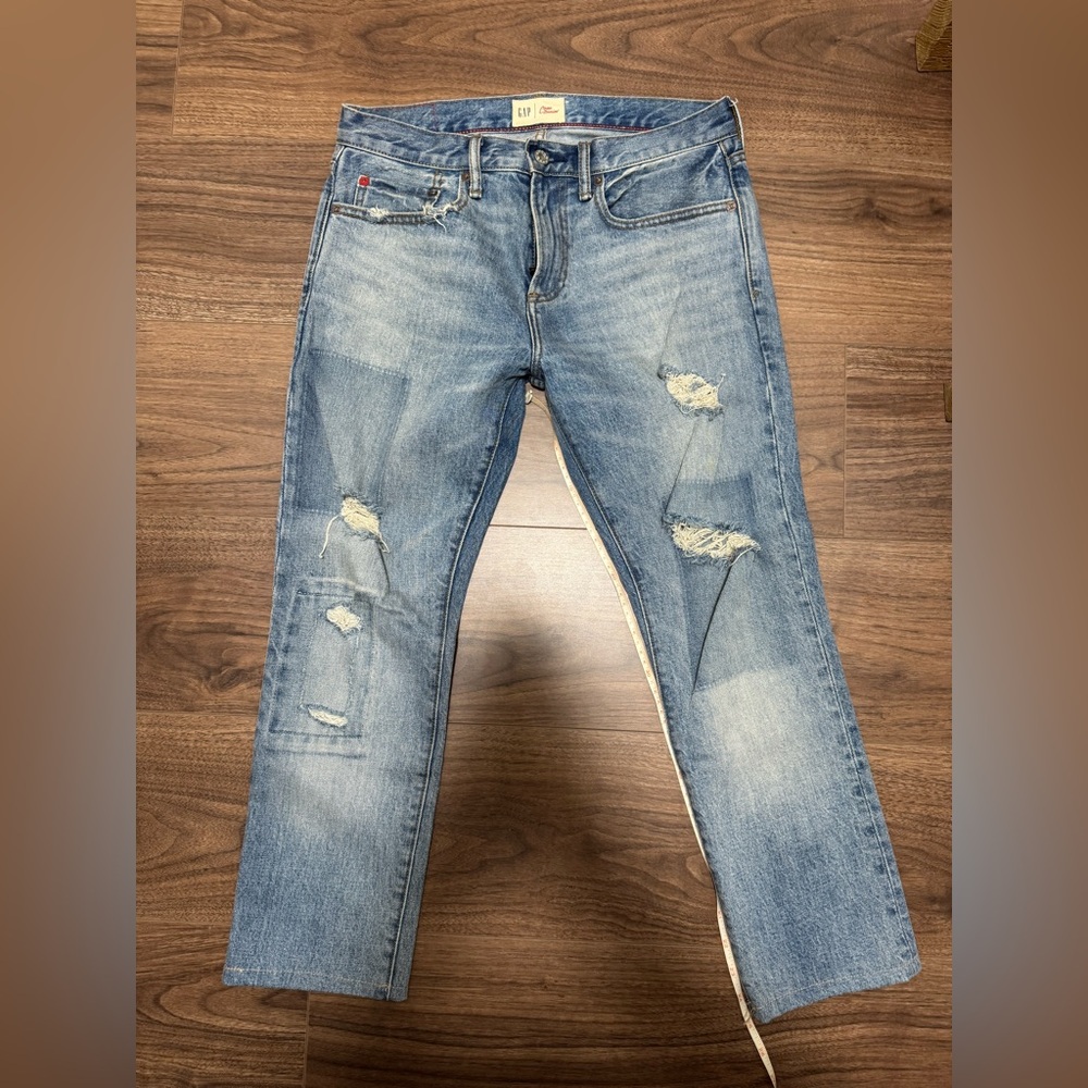 Distressed Blue Jeans